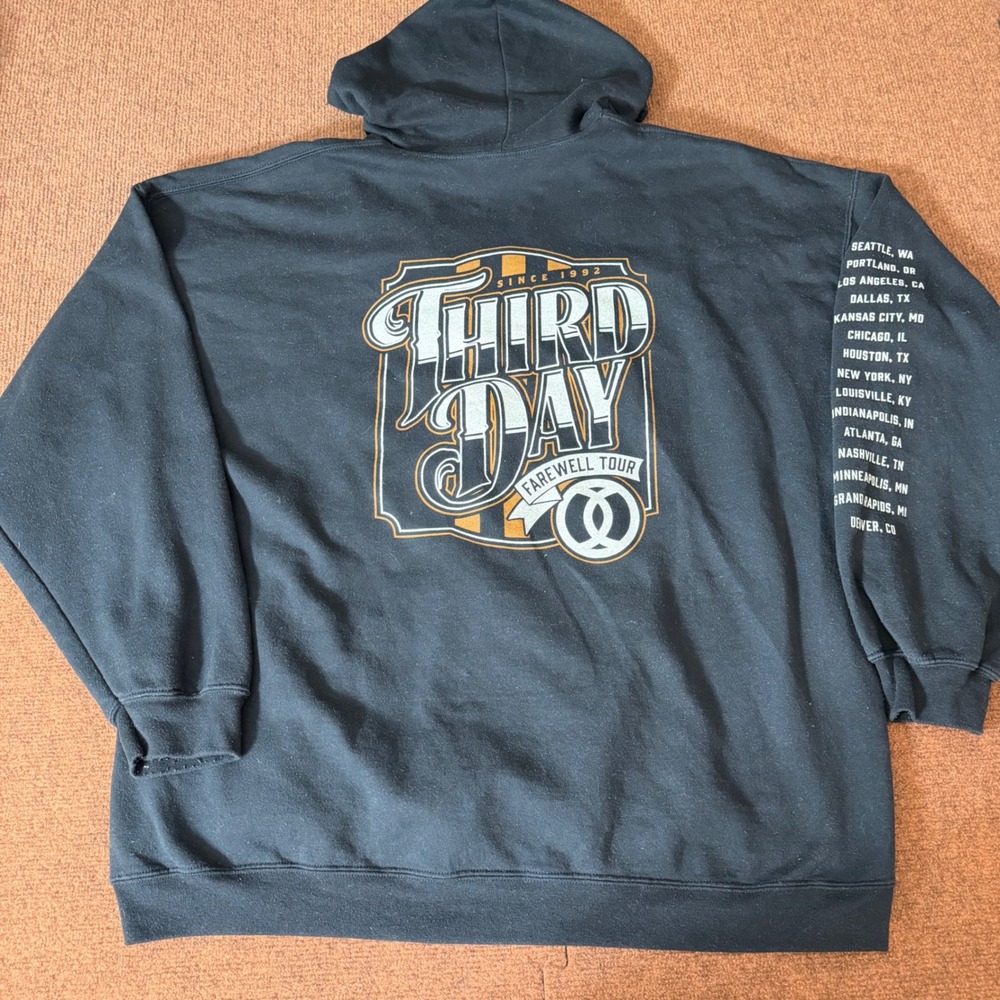 Third Day Farewell Tour Hoodie Mens‎ 3XL Black Gildan Heavy Blend Zip Up Concert